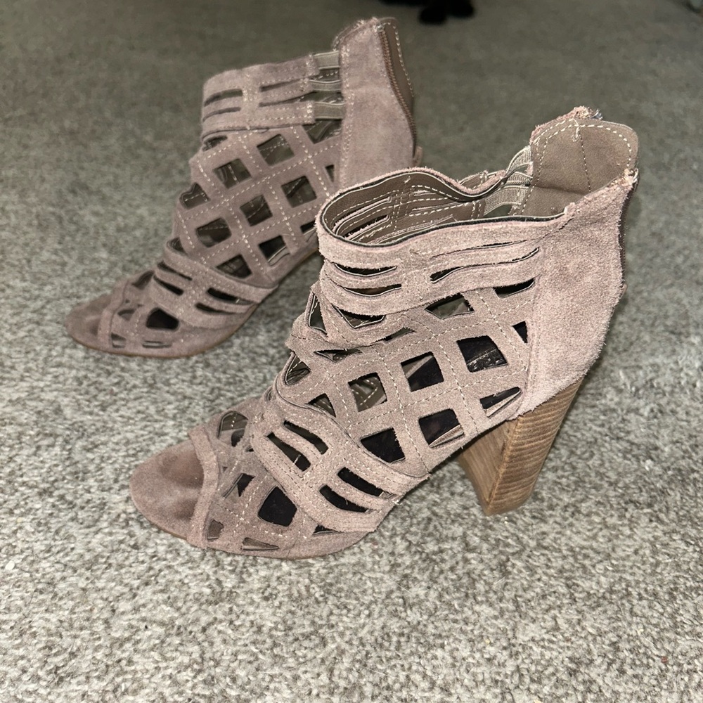 Carlos by Carlos Santana Taupe Cutout Heeled Boots